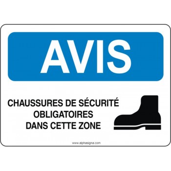 Affiche de sécurité: AVIS Chaussures de sécurité obligatoires dans cette zone