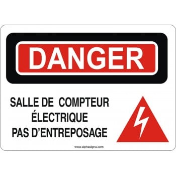 Affiche de sécurité: DANGER Salle de compteur électrique, pas d'entreposage