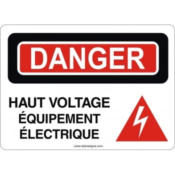 Affiche de sécurité: DANGER Haut voltage équipement électrique