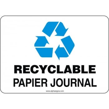 Affiche de sécurité: RECYCLAGE Recyclable papier journal - version bleu