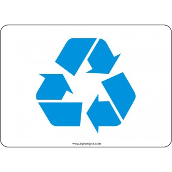 Affiche de sécurité: RECYCLAGE Symbole et logo de recyclage - version bleu