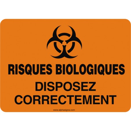 Affiche de sécurité: RISQUES BIOLOGIQUES Disposez correctement