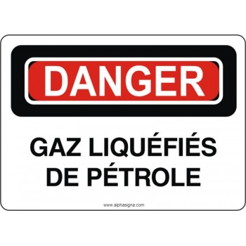 Affiche de sécurité: DANGER Gaz liquéfiés de pétrole