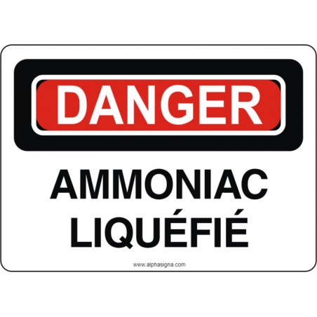 Affiche de sécurité: DANGER Ammoniac liquéfié
