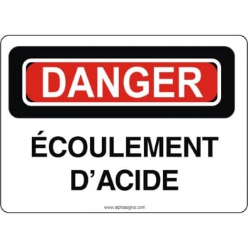 Affiche de sécurité: DANGER Écoulement d'acide