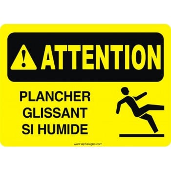 Affiche de sécurité: ATTENTION Plancher glissant si humide