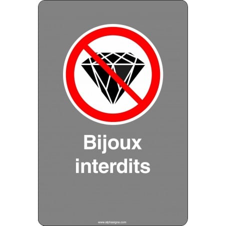 Affiche de sécurité aux normes CSA: Bijoux interdits (modèle diamant)