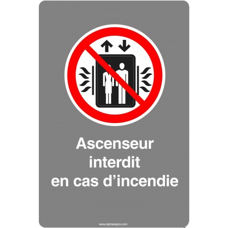 Affiche de sécurité aux normes CSA: Ascenseur interdit en cas d'incendie