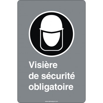 Affiche de sécurité aux normes CSA: Visière de sécurité obligatoire (modèle vitre plastique)