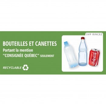 Affiche rectangulaire de recyclage: Bouteilles et canettes