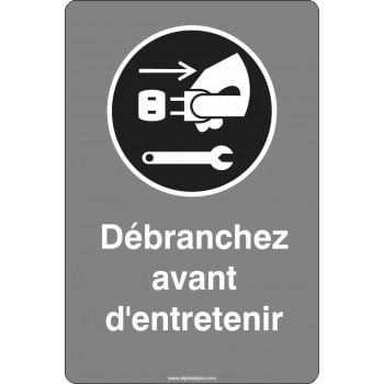Pancarte bilingue d'équipement de protection individuelle: Obligatoire,  port du filet de cheveux, modèle blanc
