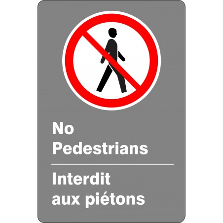 Affiche de sécurité aux normes CSA bilingue: No pedestrians