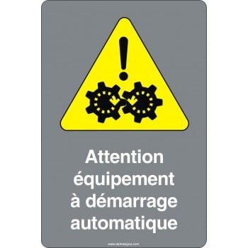 Affiche de sécurité aux normes CSA: Attention équipement à démarrage automatique