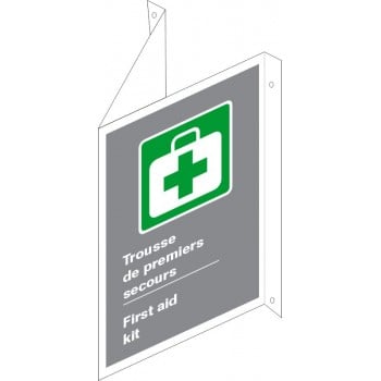 Affiche de sécurité bilingue aux normes CSA: Trousse de premiers soins (en forme de V) (type 3D)