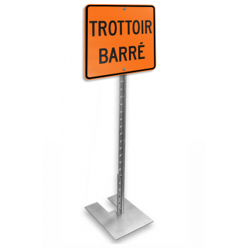 Ensemble de poteau et affiche TROTTOIR BARRÉE