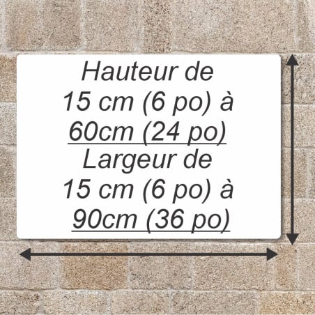 Affiche personnalisable en aluminium: Effet standard avec dimensions sur mesure (max:60x90cm)