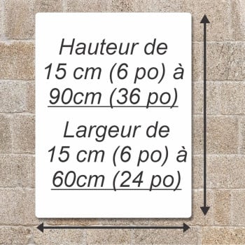 Affiche personnalisable en aluminium: Effet standard avec dimensions sur mesure (max:90x60cm)