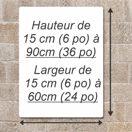 Affiche personnalisable en aluminium: Effet standard avec dimensions sur mesure (max:90x60cm)