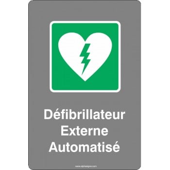 Affiche de sécurité aux normes CSA: URGENCE Défibrillateur Externe Automatisé