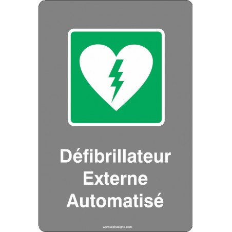 Affiche de sécurité aux normes CSA: URGENCE Défibrillateur Externe Automatisé