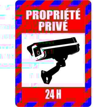 Affiche haute visibilité pour propriété privée - surveillance par caméra vidéo 24 heures