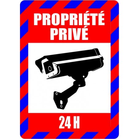 Affiche haute visibilité pour propriété privée - surveillance par caméra vidéo 24 heures