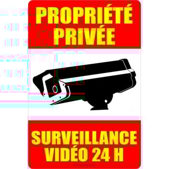 Affiche pour propriété privée - surveillance par caméra vidéo 24 heures