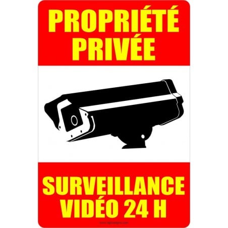 Affiche pour propriété privée - surveillance par caméra vidéo 24 heures