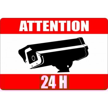 Affiche standard bilingue pour système de surveillance par caméra: ATTENTION 24 hrs