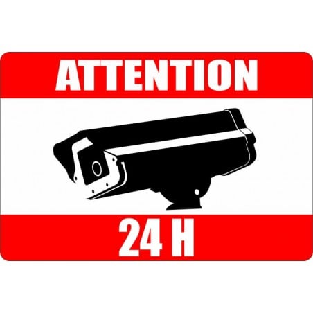 Affiche standard bilingue pour système de surveillance par caméra: ATTENTION 24 hrs