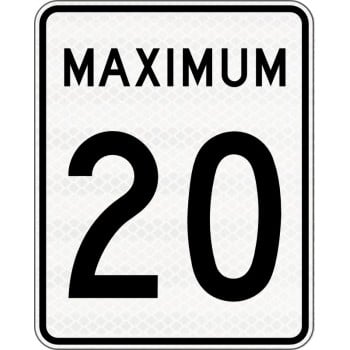Panneau de limite de vitesse Maximum : 20 km/h