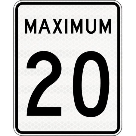 Panneau de limite de vitesse Maximum : 20 km/h