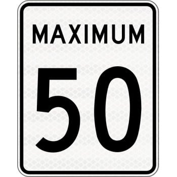 Panneau de limite de vitesse Maximum : 50 km/h