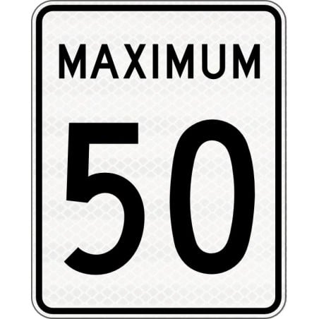 Panneau de limite de vitesse Maximum : 50 km/h