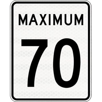 Panneau de limite de vitesse Maximum : 70 km/h