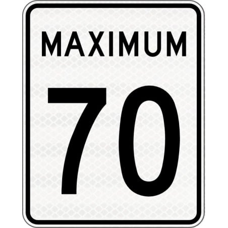 Panneau de limite de vitesse Maximum : 70 km/h