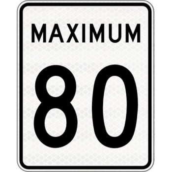 Panneau de limite de vitesse Maximum : 80 km/h