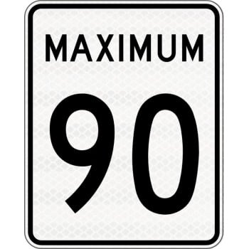 Panneau de limite de vitesse Maximum : 90 km/h