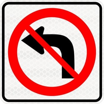 Panneau de virage à gauche interdit