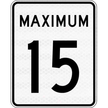 Panneau de limite de vitesse Maximum : 15 km/h
