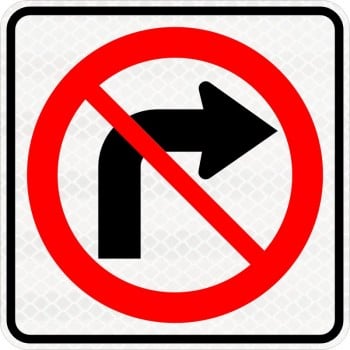 Panneau de virage à droite interdit