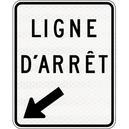 Panneau de ligne d'arrêt, flèche côté gauche