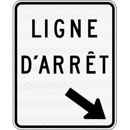 Panneau de ligne d'arrêt, flèche à droite