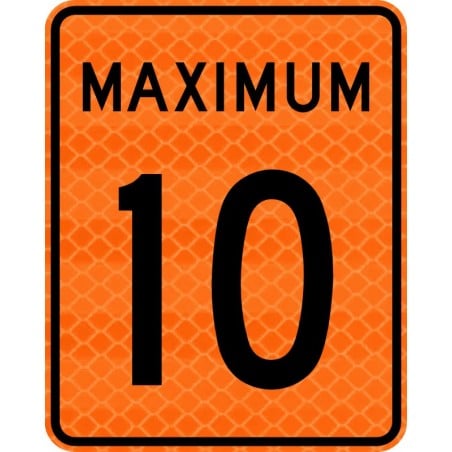 Panneau de travaux: Limite de vitesse, Maximum : 10 km/h