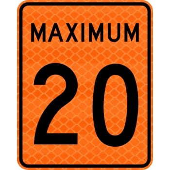 Panneau de travaux: Limite de vitesse, Maximum : 20 km/h