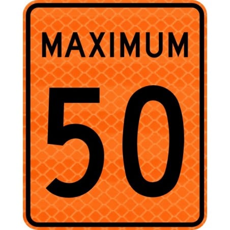 Panneau de travaux: Limite de vitesse, Maximum : 50 km/h