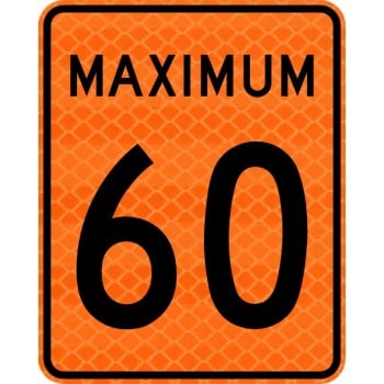 Panneau de travaux: Limite de vitesse, Maximum : 60 km/h