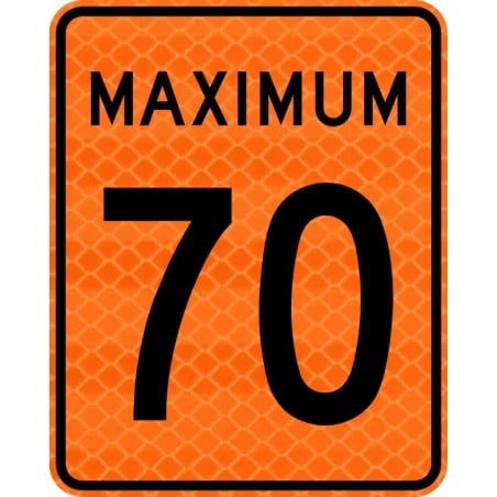 Panneau de travaux: Limite de vitesse, Maximum : 70 km/h