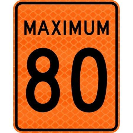 Panneau de travaux: Limite de vitesse, Maximum : 80 km/h