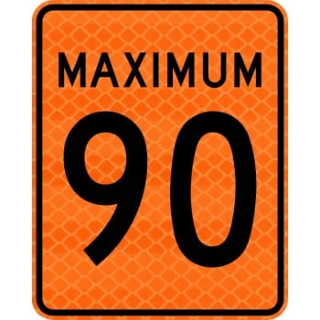 Panneau de travaux: Limite de vitesse, Maximum : 90 km/h